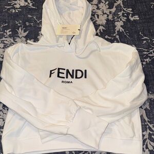 Fendi Women's White Hoodie Sweater